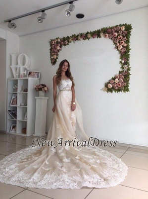 Gorgeous Mermaid Lace Detachable Cathedral Train Tulle Wedding Dresses  Online_1
