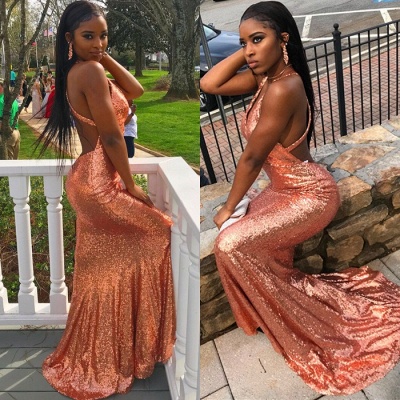 Sequins Prom Dress |Mermaid Halter Evening Party Gowns BK0_3