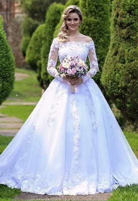 Button Long Sleeve Princess Custom Made Lace Wedding Dresses  Online_2