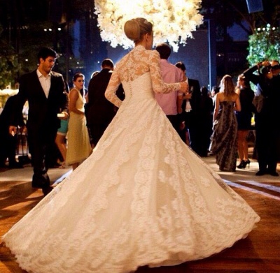 Vestidos De Noiva Long Sleeve Wedding Dresses   | High Neck Vintage Lace A Line Bridal Gowns BO3590_3