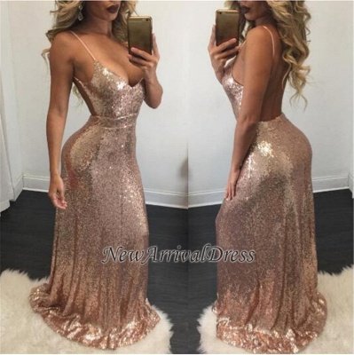 Backless Sexy Sequins Mermaid Spaghetti-Strap Prom Dress_1