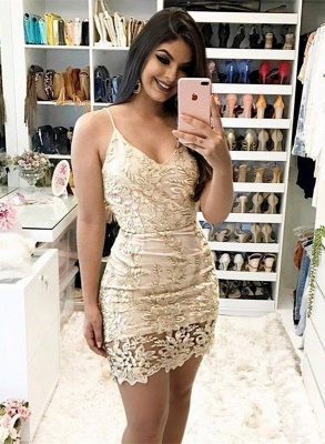 Newest Lace Spaghetti Strap Bodycon Homecoming Dress | Short Party Gown_1