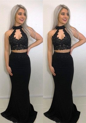 Black Two Piece Prom Dress |Mermaid Formal Gowns_1