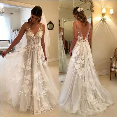 Sexy  Rose Summer Appliques Wedding Dresses | New Arrival A-line Wedding Dresses_3