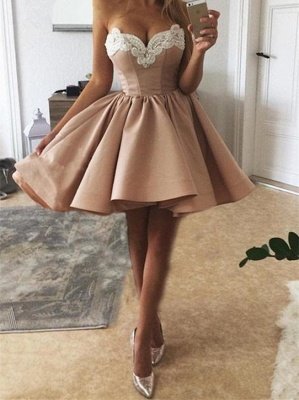 Delicate Lace Sweetheart Sleeveless Homecoming Dress | Short Party Gown_1