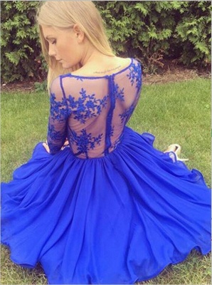 La plus récente robe de soirée à manches longues en dentelle bleu royal_3