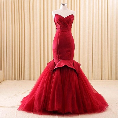 Red Sweetheart Mermaid Lace-Up Sexy Evening Dress_4
