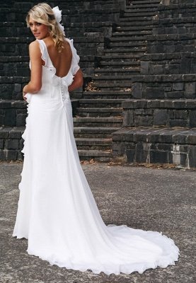 Stunning Backless Chiffon Wedding Dresses | Summer Beach Ruffles Sleeveless Bridal Gowns_3
