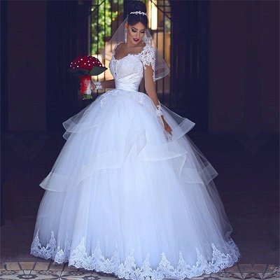 Lace Tulle Puffy Wedding Dresses Long Sleeves 2021 | Sheer Tulle  Ball Gown Bridal Gowns_3