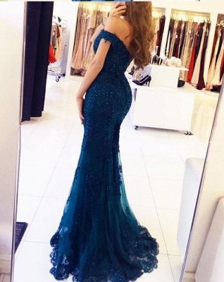 Off-the-Shoulder Prom Dress |Lace Appliques Evening Gowns_4