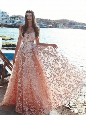 Exquisite A-Line Floral Prom Dresses | Beaded Appliques Off-The-Shoulder Evening Dresses_1