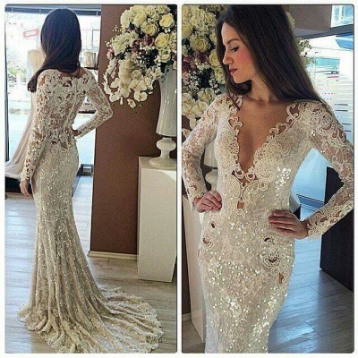 Sequins Mermaid Long Prom Dresses | Cheap Long Sleeve formal Dress BA7215_3