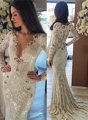 Sequins Mermaid Long Prom Dresses | Long Sleeve Glitter formal Dress BA7215_1