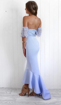 Off-The-Shoulder Mermaid Prom Dresses | High-Low Lace Bridesmaid Dresses_6