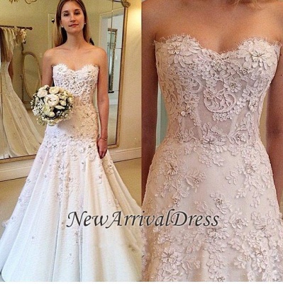 Gorgeous A-Line Sweetheart New Arrival Lace Appliques Wedding Dresses_1
