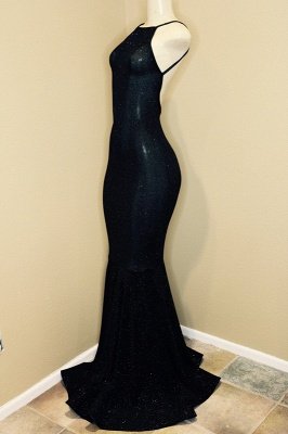 Correas espaguetis espalda abierta negro vestidos largos de baile baratos | Vestidos de noche formales ajustados para mujer BA9013_3