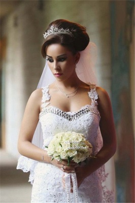 Elegant Lace Beaded  Wedding Dresses Mermaid Illusion Tulle Bridal Gowns WE0010_4