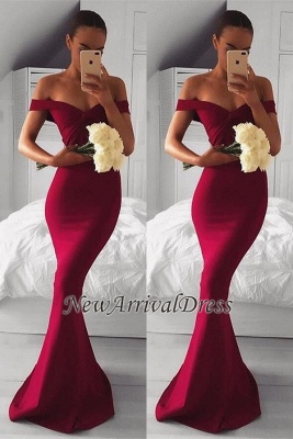 Long Red Mermaid Modern Off-the-shoulder Prom Dress_1