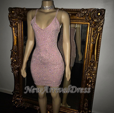 Sequins Spaghetti Straps Pretty Sexy Short Homecoming Dresses_1