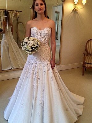 Gorgeous A-Line Sweetheart New Arrival Lace Appliques Wedding Dresses_2