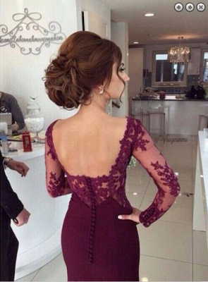 Elegant Long Sleeves Lace Appliques Evening DressMermaid Floor-Length_4