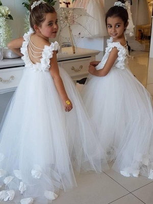 Robes de demoiselle d'honneur dos nu en tulle mignon avec des perles_1