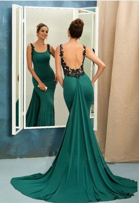 Scoop Green Evening Dress |Mermaid Ruffles Prom Dress_1