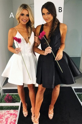 Sexy V-neck Sleeveless A-line Homecoming Dress | Knee-length Party Gown_1