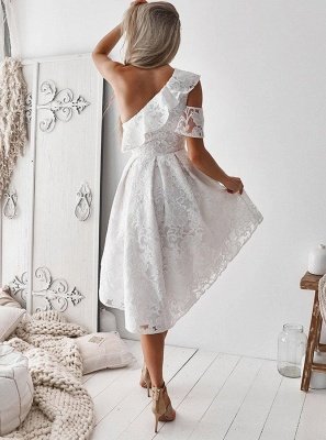 Delicate Lace One Shoulder A-line Homecoming Dress | Short Party Gown_5