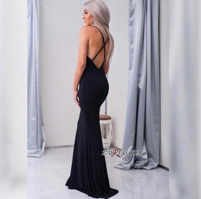 Mermaid Sexy Spaghetti-Strap Sleeveless Black Cross-Back Prom Dress SP0248_6