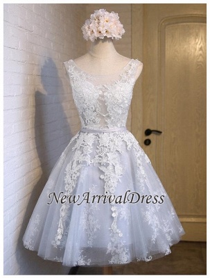 Sleeveless Tulle Lace Homecoming Custom Made A-line Scoop Lace Chic Dresses Cocktail Dresses_1