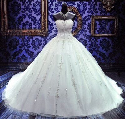Nouveaux cristaux de robe de bal Robes de mariée princesse Sweetheart Neck-up Back Robes de mariée de luxe_3
