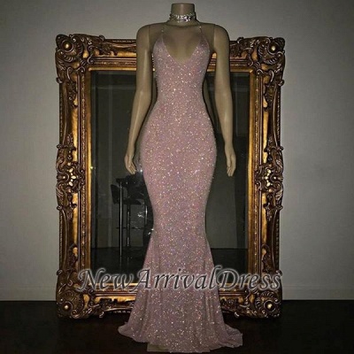 Stunning Mermaid Spaghetti Straps Sequined Sleeveless Prom Dresses  sp0311_1