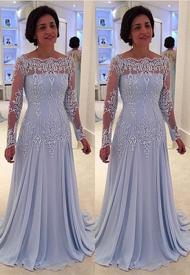 A-line Elegant Lace Long-Sleeve Mother-the-bride Dress | Plus Size Prom Dress_2
