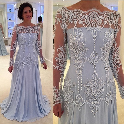 A-line Elegant Lace Long-Sleeve Mother-the-bride Dress | Plus Size Prom Dress_3