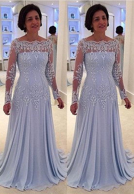 A-line Elegant Lace Long-Sleeve Mother-the-bride Dress | Plus Size Prom Dress_2