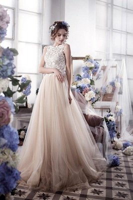 Romantic Fluffy Tulle Sleeveless Vintage Lace Open Back Sexy Wedding Dresses_3
