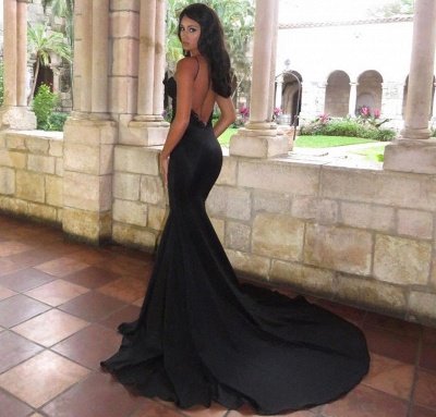 Long Black Backless Formal Dresses Sexy | Mermaid Long Train Sleeveless Prom Dress Cheap_4