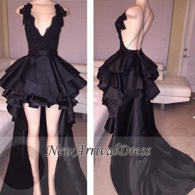 Layered Lace Hi-Lo Black Cocktail Prom Dresses_1