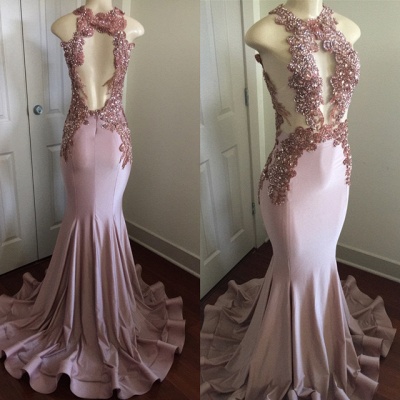 Modern Lace Appliques Sleeveless Prom Dress | Mermaid Prom Dress BA8042_4