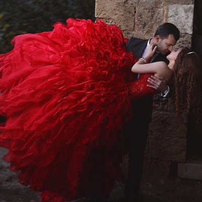 Sexy rouge chérie organza robes de balAppliques robe de bal TD023_3