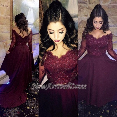 A-line Newest Hi-lo Beads Lace-Appliques Long-Sleeve Prom Dress SP0308_1