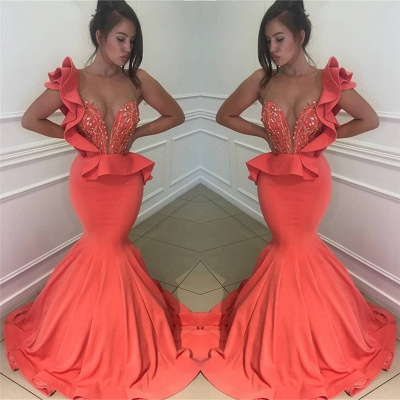 Orange One Shoulder Sexy Mermaid Prom Dresses  | Sleeveless Long Formal Evening Dress BA9782_3