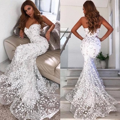 Preciosos vestidos de novia con apliques de novia | Sirena sin mangas vestidos de novia baratos en línea_2