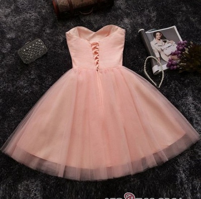 Pink Sweetheart Neck Crystals Custom Made A-line Elegant Sexy Short Homecoming Dresses_4