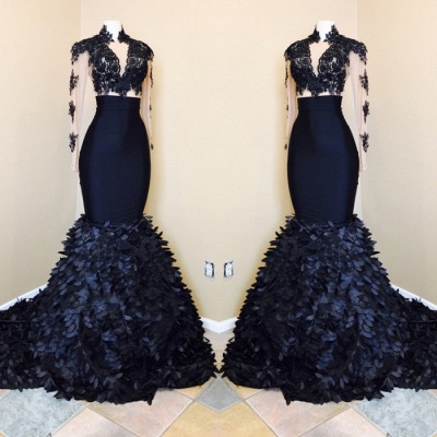 lace mermaid Long Sleeve Prom Dresses , ruffles Prom Dresses  BA8173_3