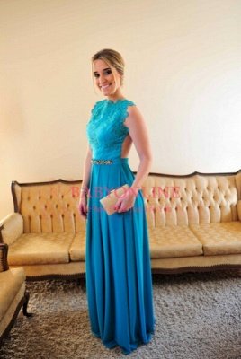 Charming Blue Lace Party Dresses Sleeveless Crystal Floor Length Evening Gowns_4