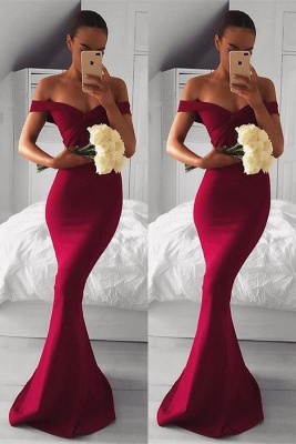 Long Red Mermaid Modern Off-the-shoulder Prom Dress_2