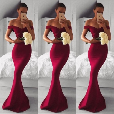 Long Red Mermaid Modern Off-the-shoulder Prom Dress_3