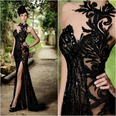 Sexy Black Prom Dress|Mermaid Evening Dress With Slit_5